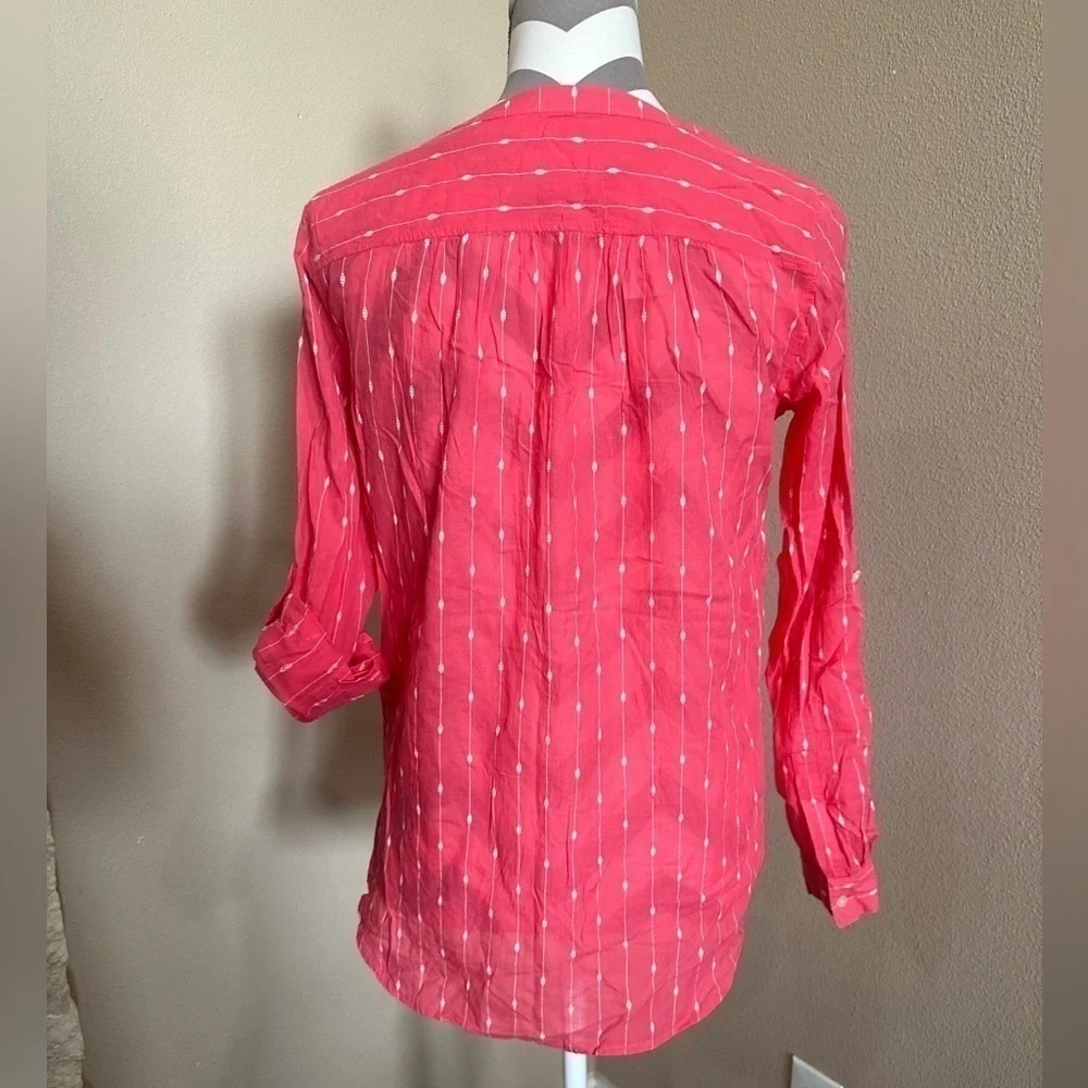 LOFT Coral Top with white embroidery, NWT! - Picture 3 of 9